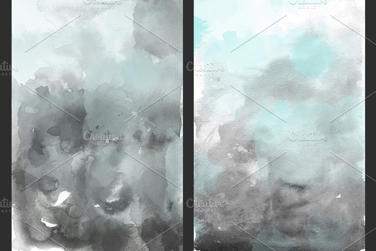 Mint & Charcoal Watercolors, a Texture Graphic by M. by mprintly (Photo 2 of 6)