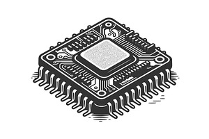 Microchip Processor Technology, a Technology Illustration by AlexArt