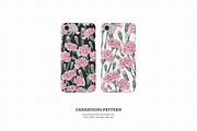 Pink carnation pattern set., a Pattern Graphic by OlyaGutArt (Thumbnail 2 of 7)