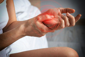 Title: Woman Holding Wrist With Joint Pain, a Health & Medical Photo by Davizro's Market