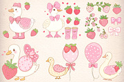 Strawberry Coquette Goose Clipart, an Illustration by Digital Artistic99 (Thumbnail 2 of 8)
