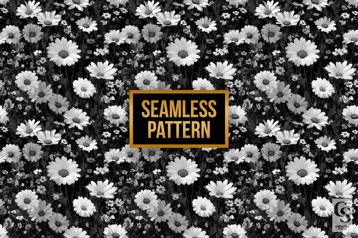 Black & White Daisy Wildflower Paper, a Pattern Graphic by Creative Store (Photo 3 of 4)