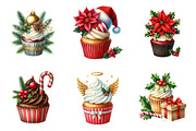 Christmas Cupcakes Clipart Bundle, an Illustration by SinaCreation (Thumbnail 5 of 7)