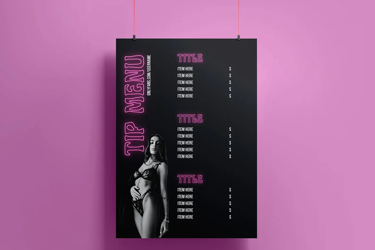 Neon Onlyfans Tip Menu Bundle, a Social Media Template by Defects (Photo 3 of 5)