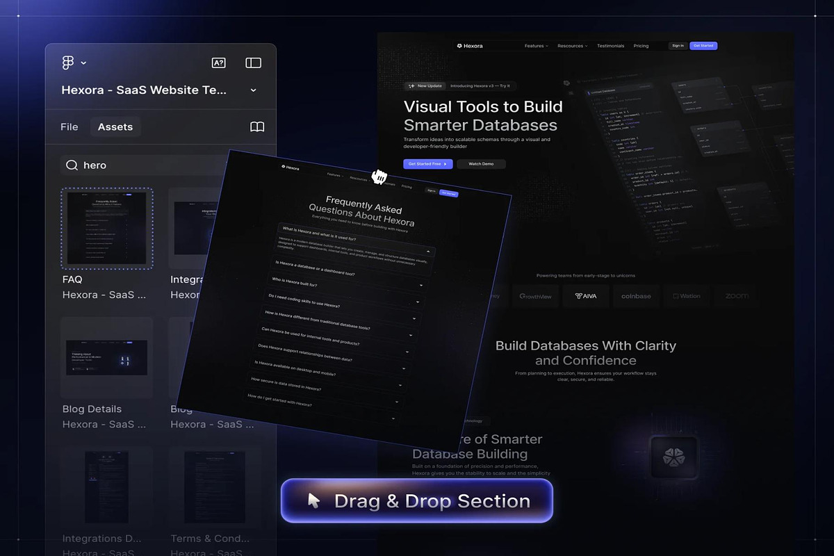 Hexora SaaS Website Template UI Kit, an UI Kit Template by Creative Perspective (Photo 4 of 8)