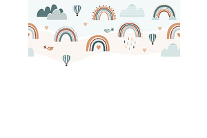 Cute Boho Rainbow seamless border, an Illustration by Toltemara