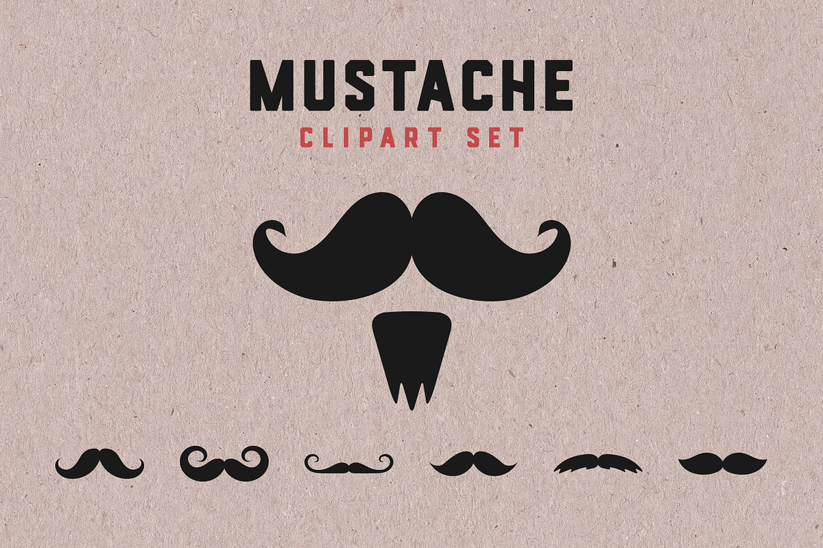Vintage Mustache Clipart Set, an Icon by P.F. Creative Lab (Photo 1 of 3)