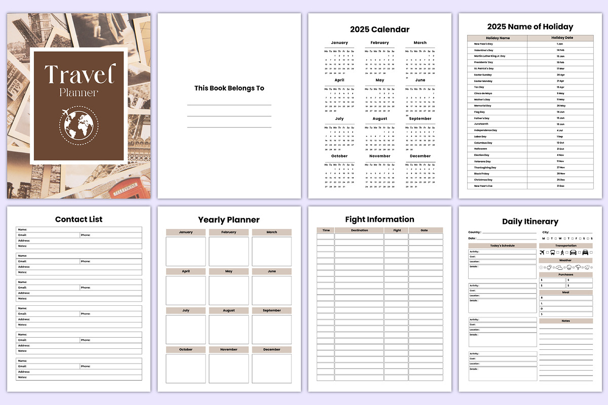 Travel Planner Bundle Canva Kdp, a Stationery Template by Mustafiz (Photo 2 of 5)