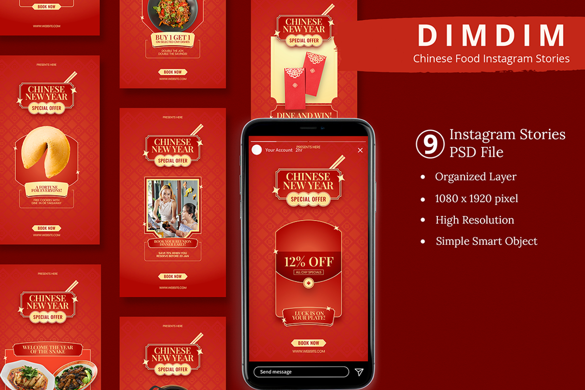 Chinese New Year Instagram & Canva, a Social Media Template by Attype (Photo 1 of 4)