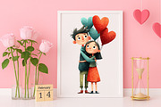 Funny Valentine’s Couples Clipart, an Illustration by Canvas Craft (Thumbnail 4 of 6)