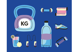 eight healthy lifestyle icons, a Sport Illustration by studiogstock