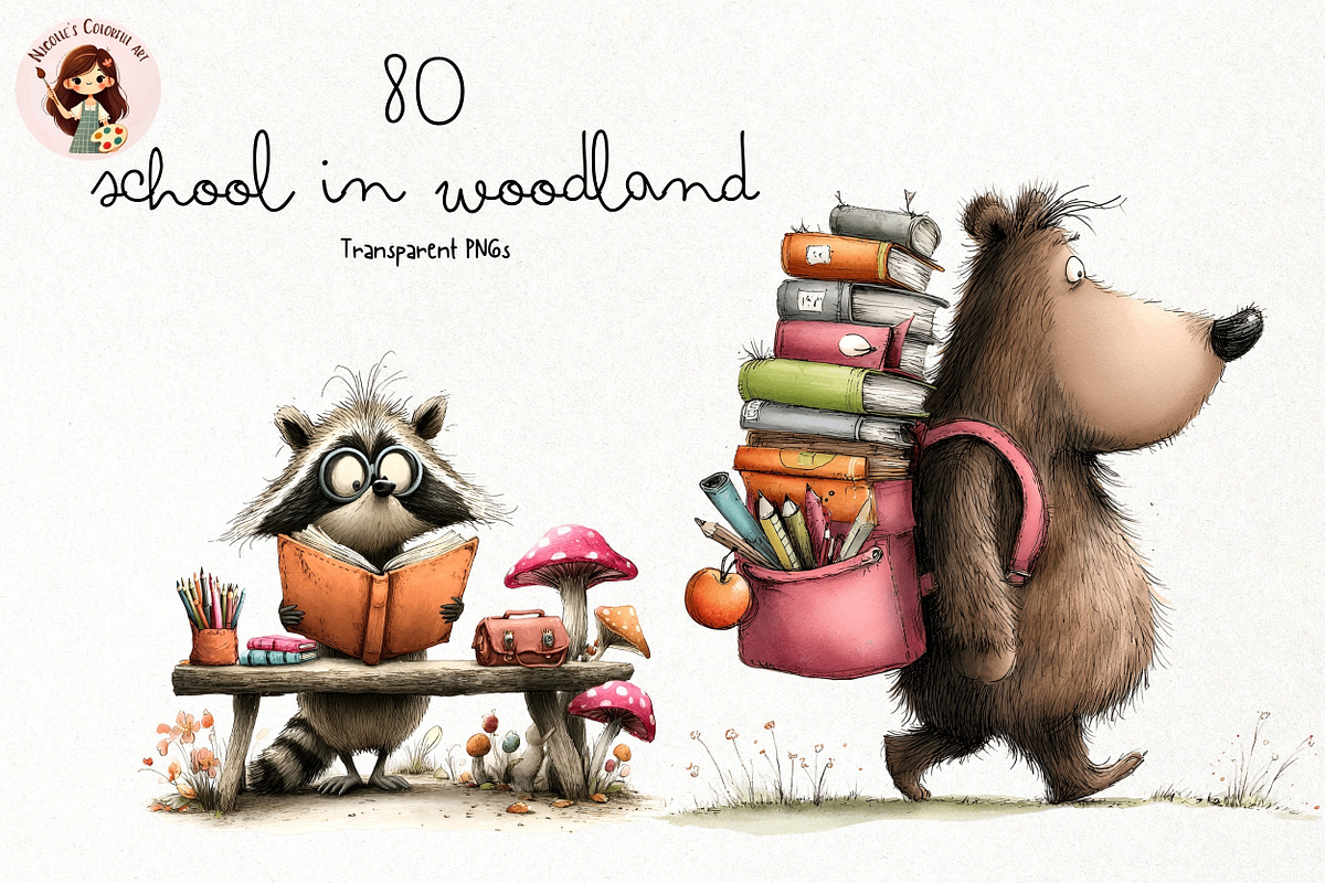 Woodland School PNG Clipart, an Education Illustration by Nicolle's Colorful Art (Photo 1 of 6)