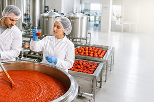Food processing in industrial settin, a Photo by Dvoevnore photos