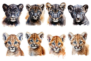 Watercolor Baby Wild African Animals