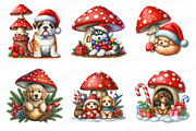 Watercolor Christmas Dog Clipart, an Illustration by SinaCreation (Thumbnail 4 of 7)