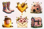 Pink Summer Bees Garden Clipart, an Illustration by CreationArt (Thumbnail 3 of 9)