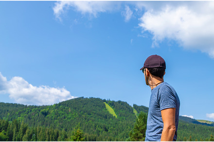 A man in the mountains looks, a Nature Photo by yanadjana