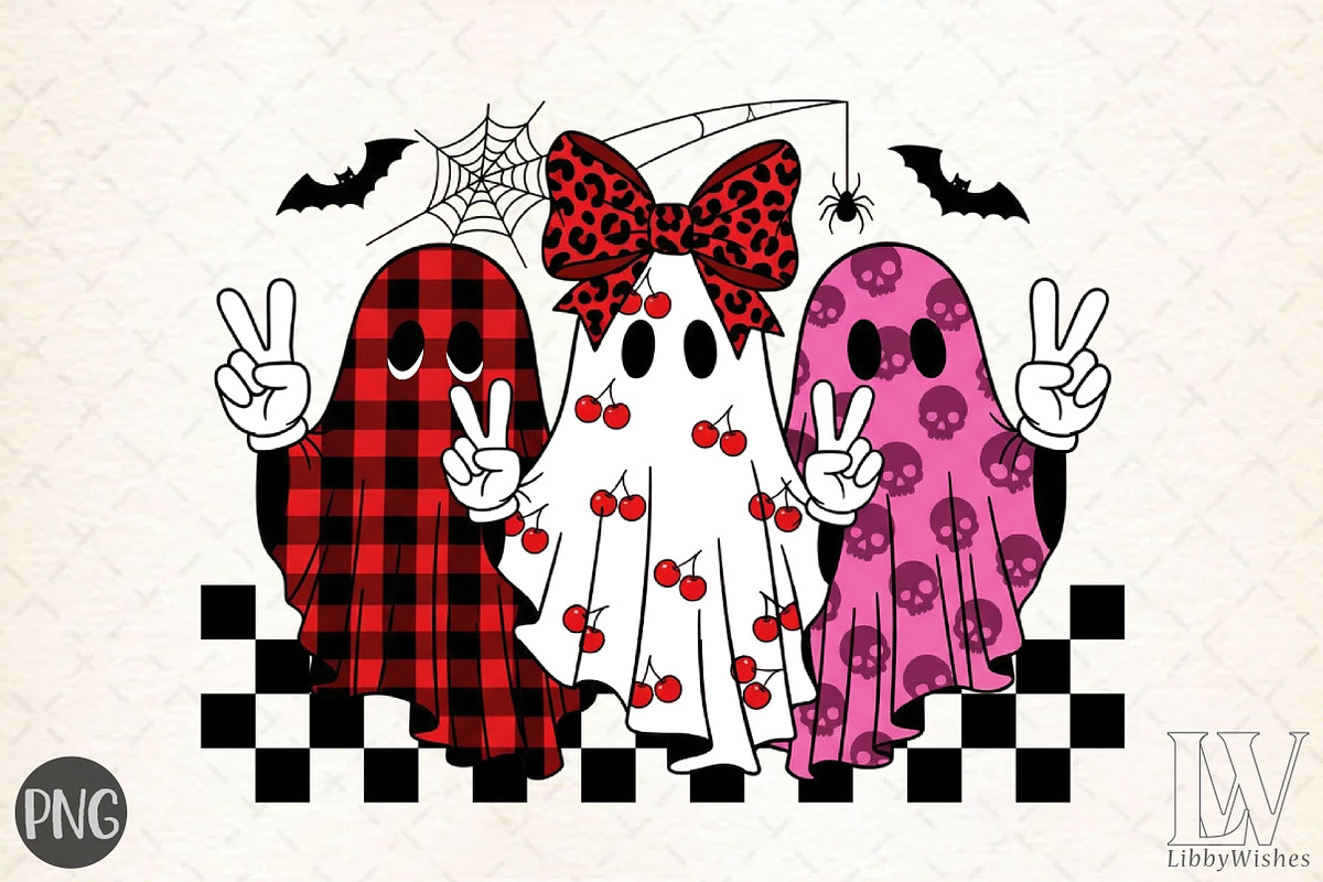 Retro Halloween Ghost PNG, an Illustration by Libby Wishes (Photo 1 of 6)