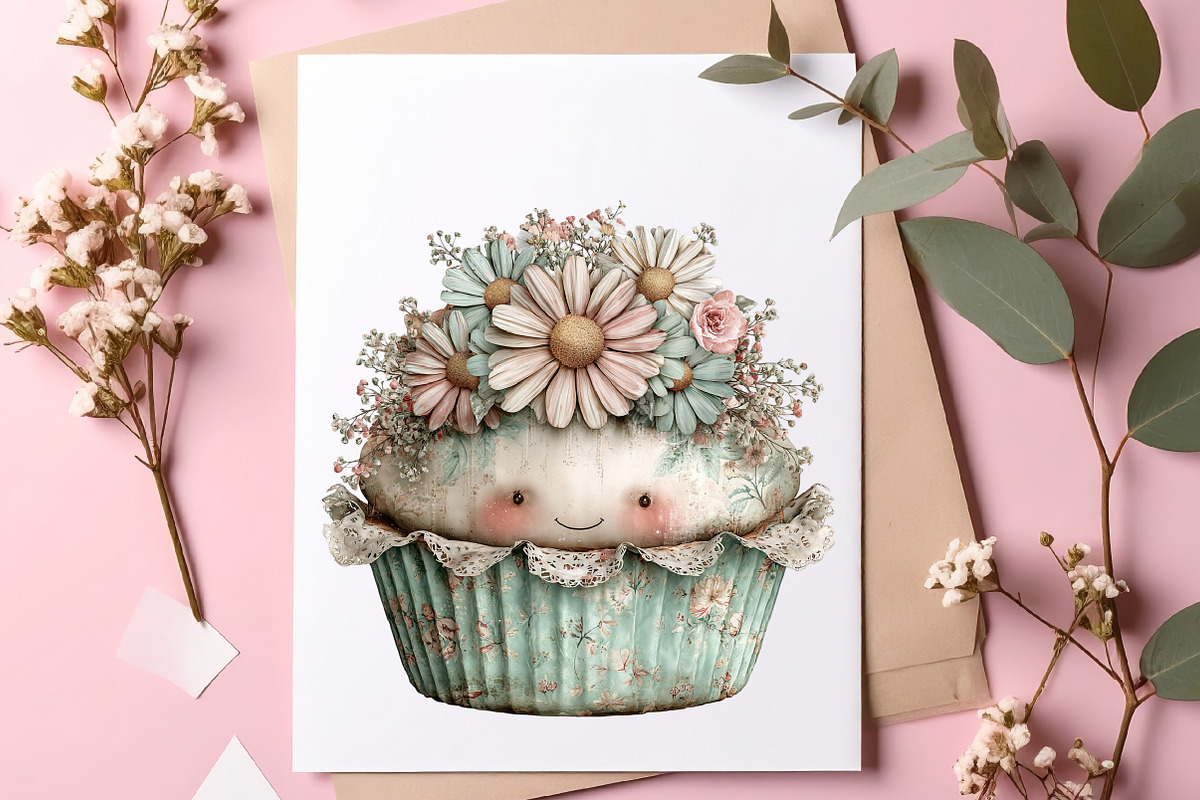 Whimsical spring cupcake clipart, an Illustration by SinaCreation (Photo 10 of 11)