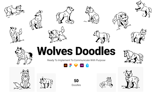 Doodle Wolves Icons, a Solid Icon by Prosymbols