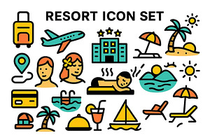 Vector illustration of resort icons, a Sport Illustration by ZinetroN