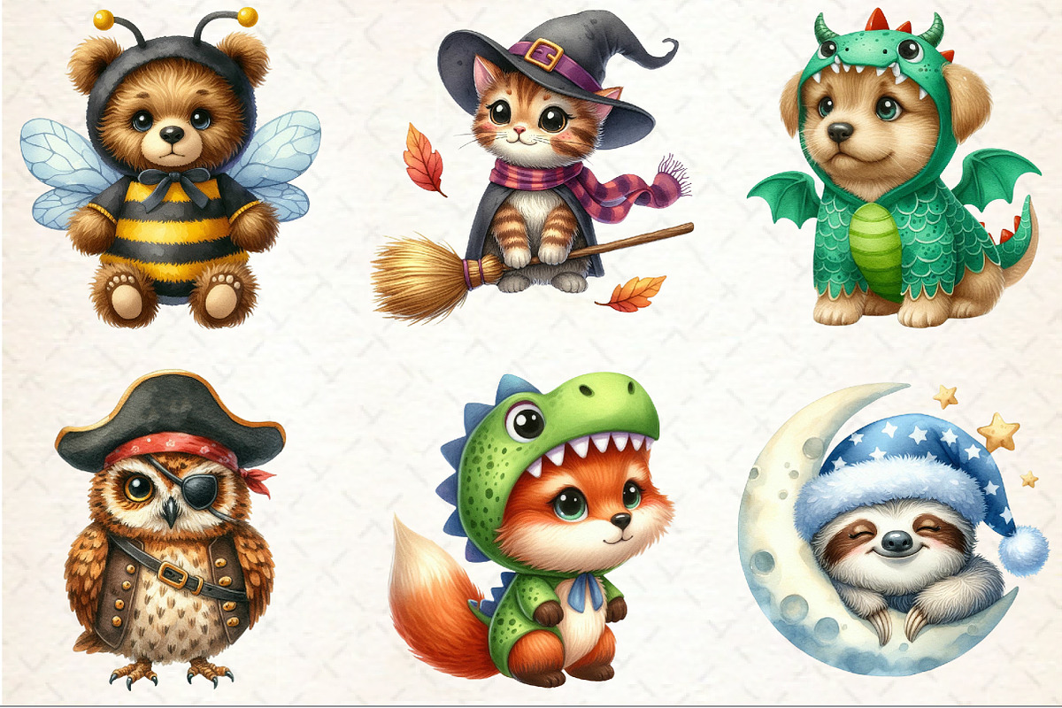 Cute Animals Costumes Clipart, an Illustration by Rose Art (Photo 3 of 7)