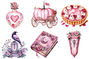 Watercolor Pink Halloween Clipart, a Seasonal Illustration by CitraGraphics (Thumbnail 5 of 7)