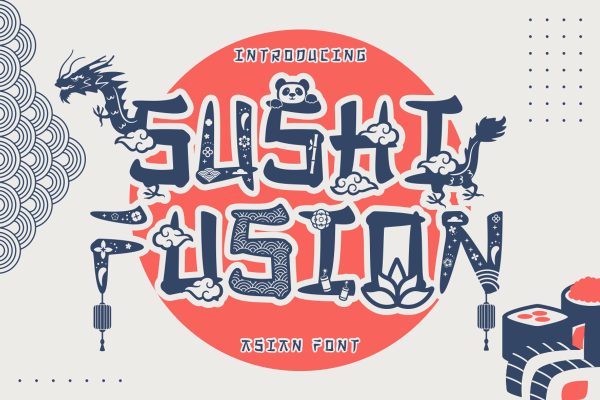 Sushi Fusion - Asian Theme Font, a Font by PutraCetol Studio (Photo 1 of 11)