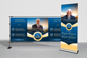 Pastor Anniversary Banner Canva Temp, a Print Template by Godserv Designs