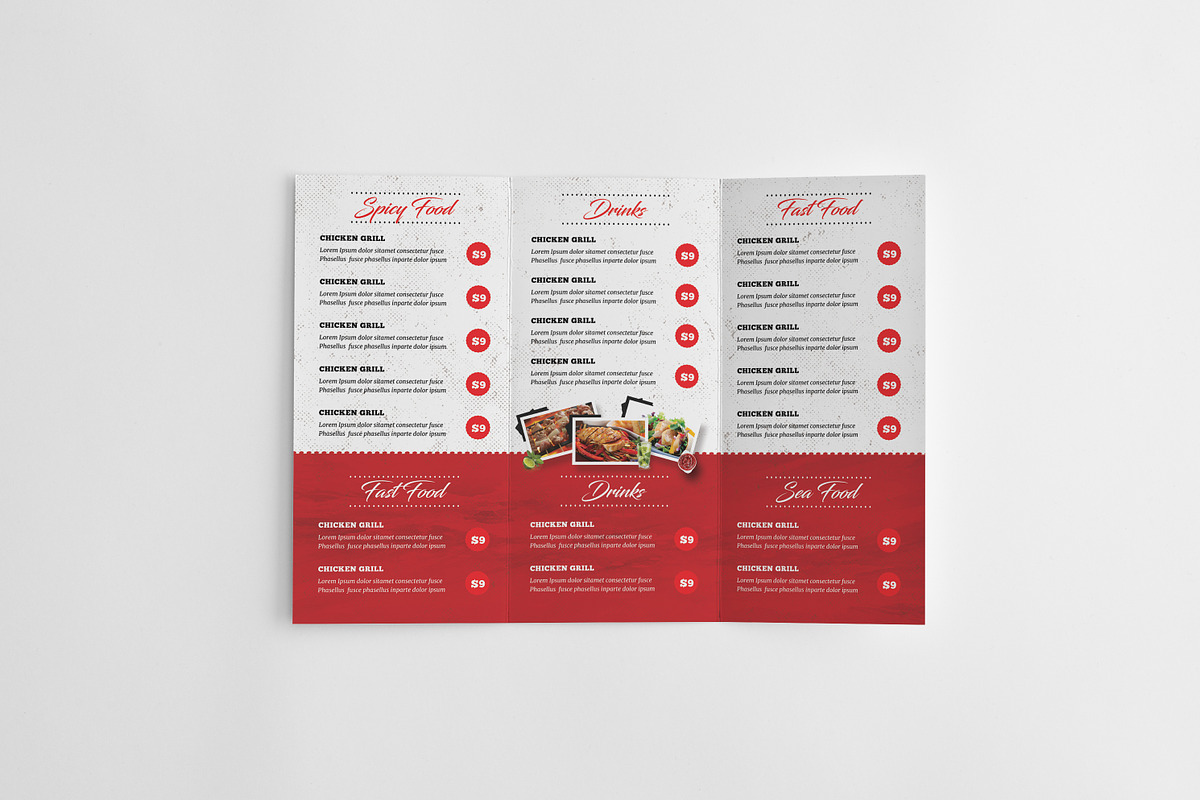 Restaurant Menu Trifold Brochure, a Brochure Template by GreenPixi (Photo 3 of 4)
