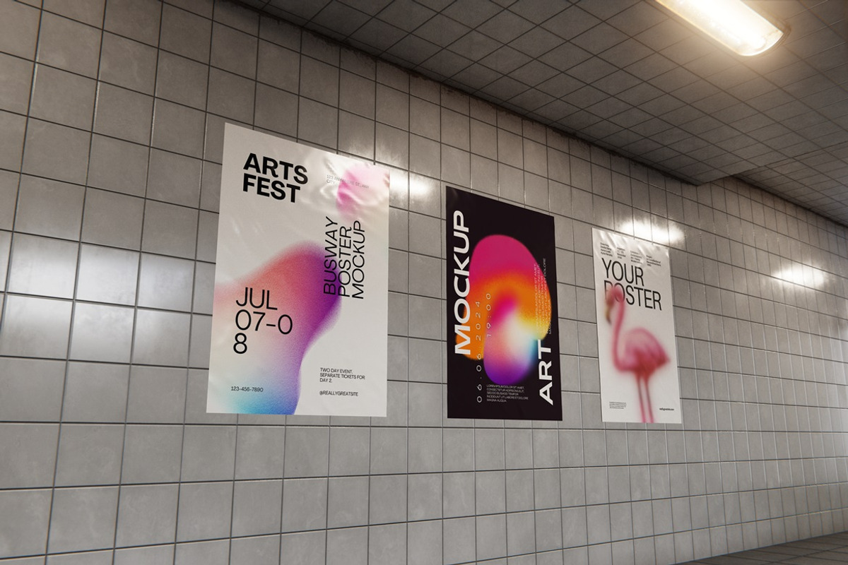 Busway Glued Poster Mockup, an Advertising Mockup by Cutna Studio (Photo 3 of 8)