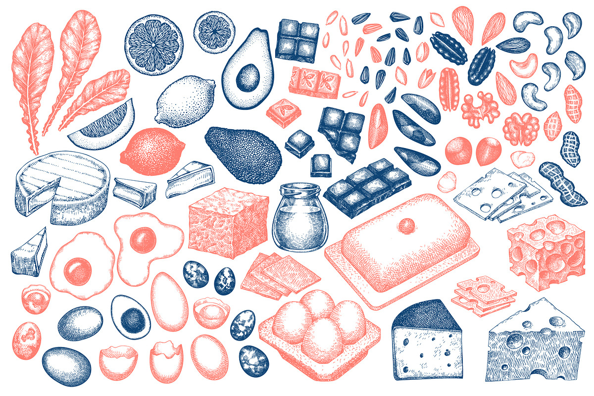 Keto Diet Vector Collection, a Food Illustration by Lubov Illustrations Shop (Photo 3 of 8)