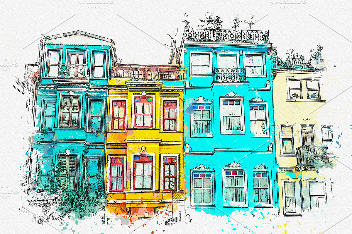 An old residential buildings Turkey, an Illustration by franz12
