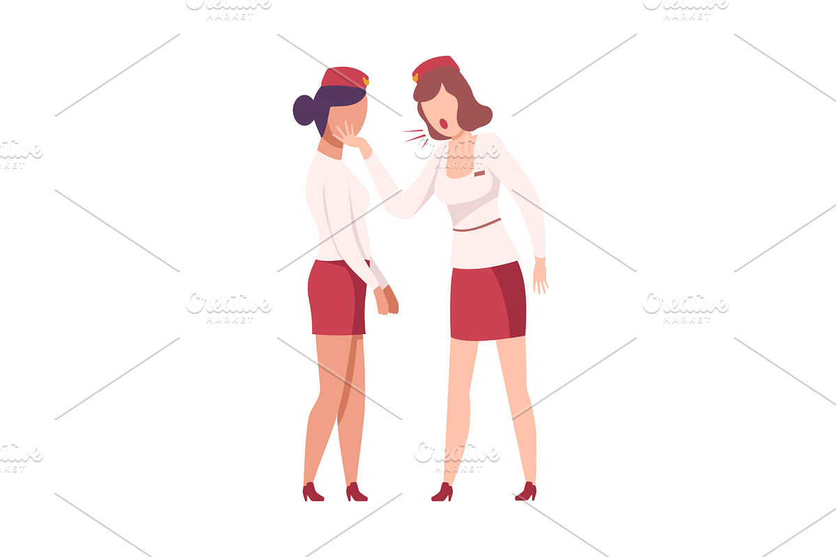 Furious Stewardesses Colleagues, a Person Illustration by TopVectors