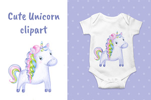 Cute Unicorn Clipart, Nursery Decor