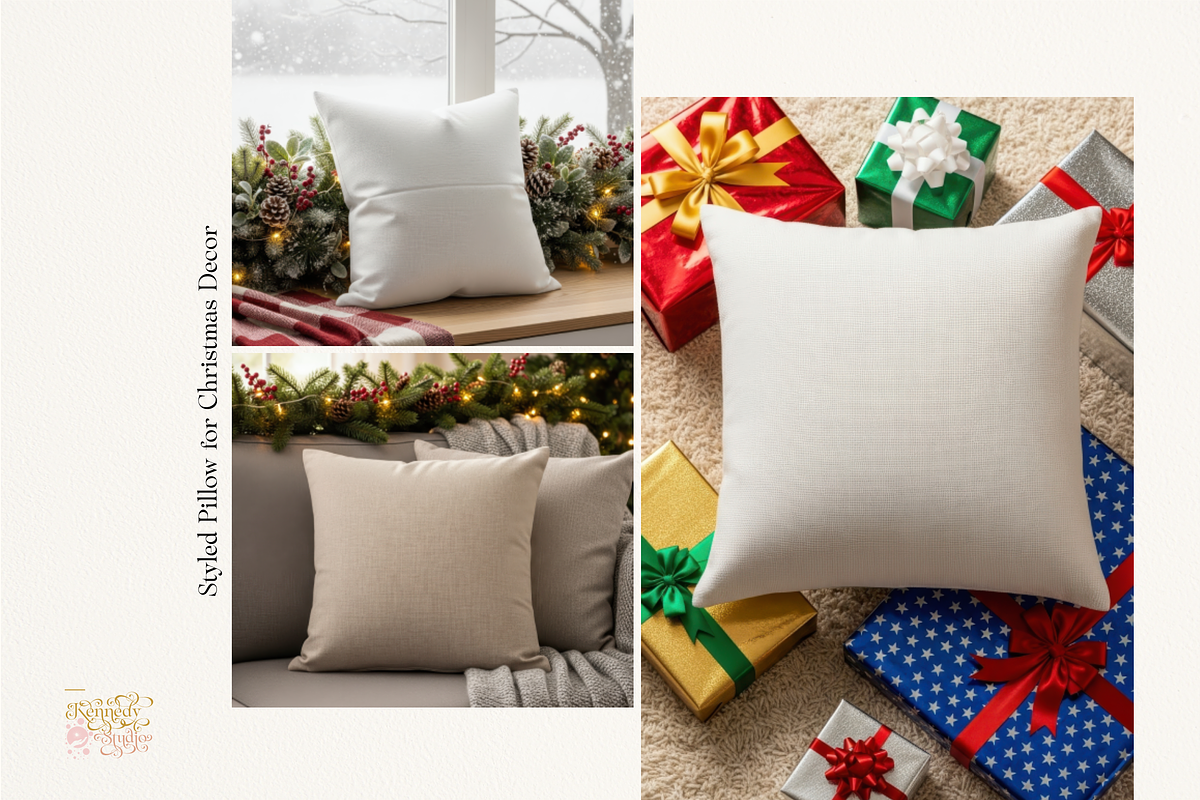 Cozy Christmas Pillow Bundle 400 JPG, a Household Mockup by KennedyStudio (Photo 11 of 13)