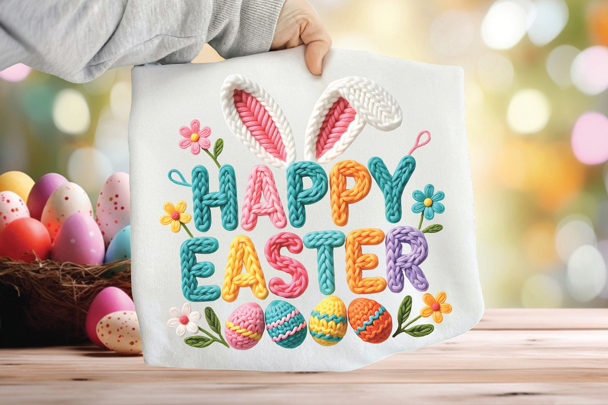 Faux Yarn Easter Bunny Png, an Illustration by CraftArtStudio (Photo 1 of 4)