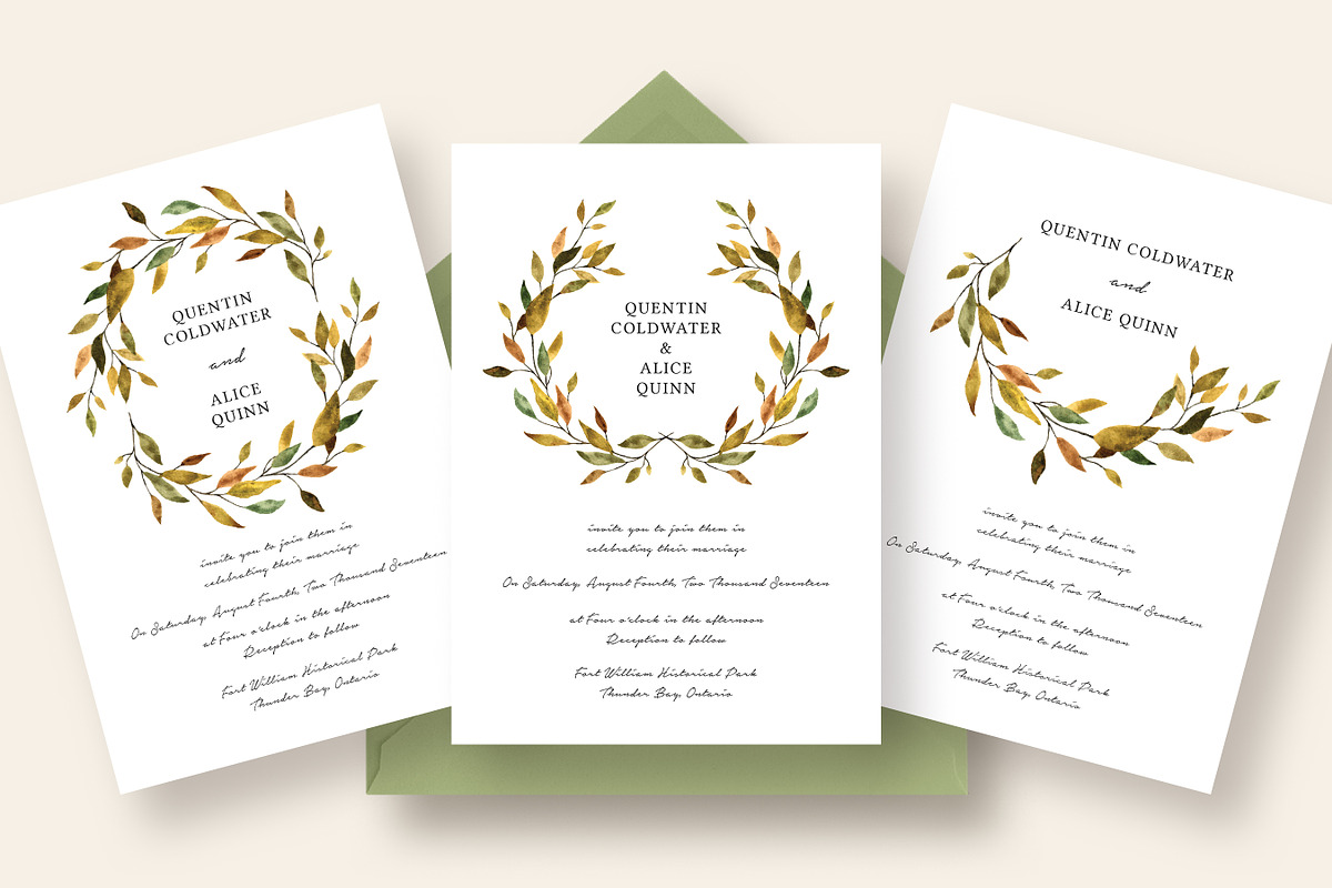 Warm Leaves Wedding Invitation Suite, an Invitation Template by Knotted Design (Photo 3 of 5)