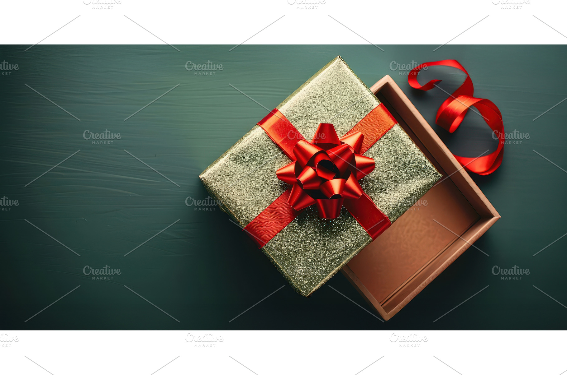 Opened gift box with glitter gold, a Holiday Photo by piter.goskov
