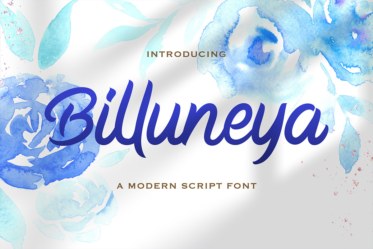 Billuneya - Modern Script Font, a Script Font by fluffstudio (Photo 1 of 10)