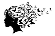 Woman Butterfly Hair Silhouette, an Object 3D Model by yasushie (Thumbnail 24 of 31)