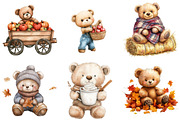 Watercolor Autumn Teddy Bear Clipart, an Illustration by Watercolor design (Thumbnail 4 of 4)