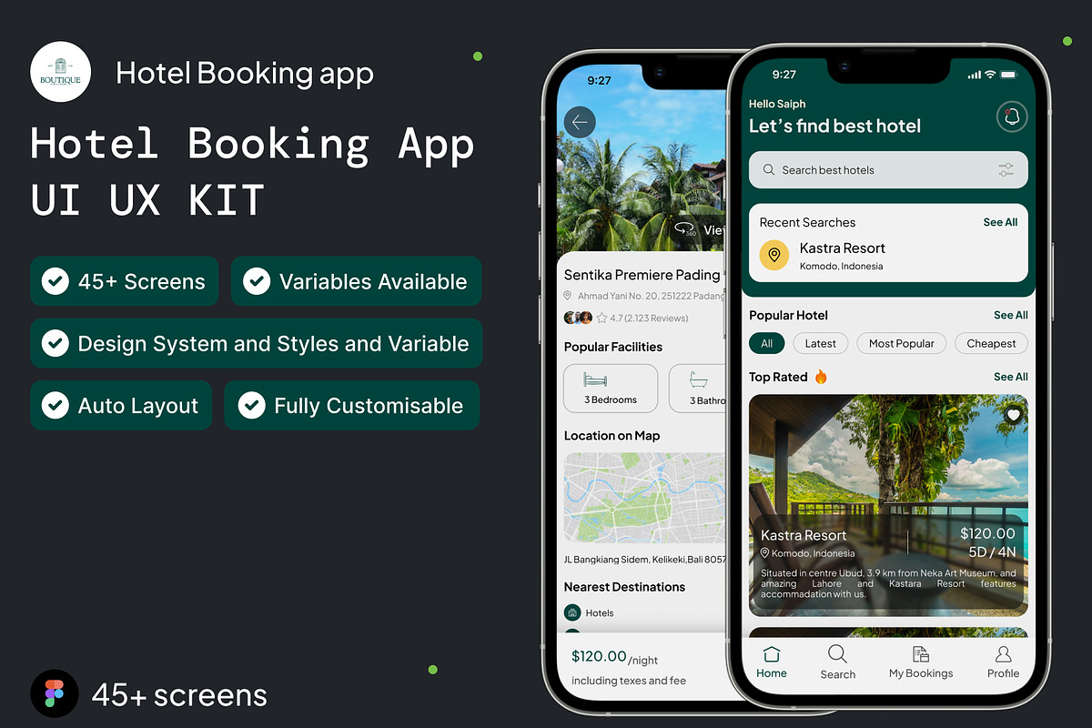 Hotel Booking Mobile App UI KIT, an UI Kit Template by Muhammad_Ahmad (Photo 1 of 6)