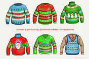Ugly Christmas Sweater Clipart PNG, a Seasonal Illustration by SLS Lines (Thumbnail 3 of 7)