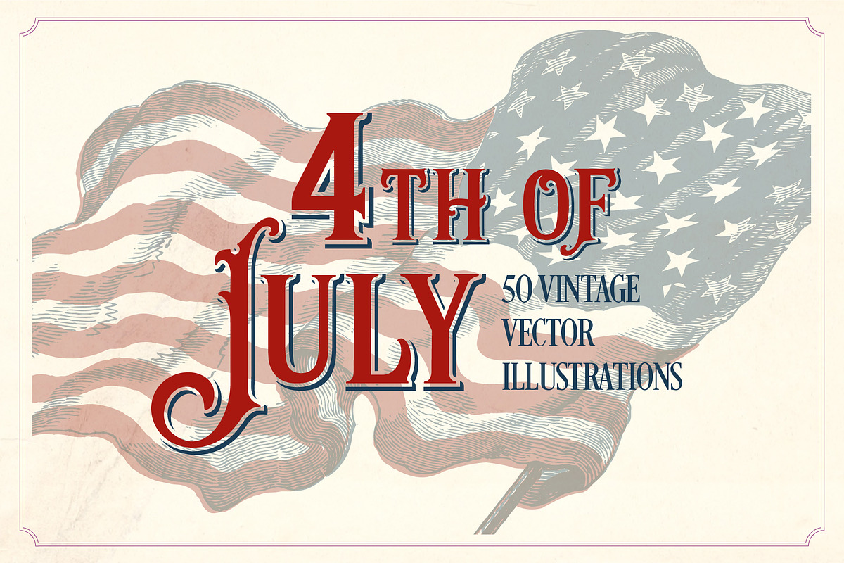 Vintage 4th of July illustrations, a Seasonal Illustration by Mr Vintage (Photo 1 of 7)