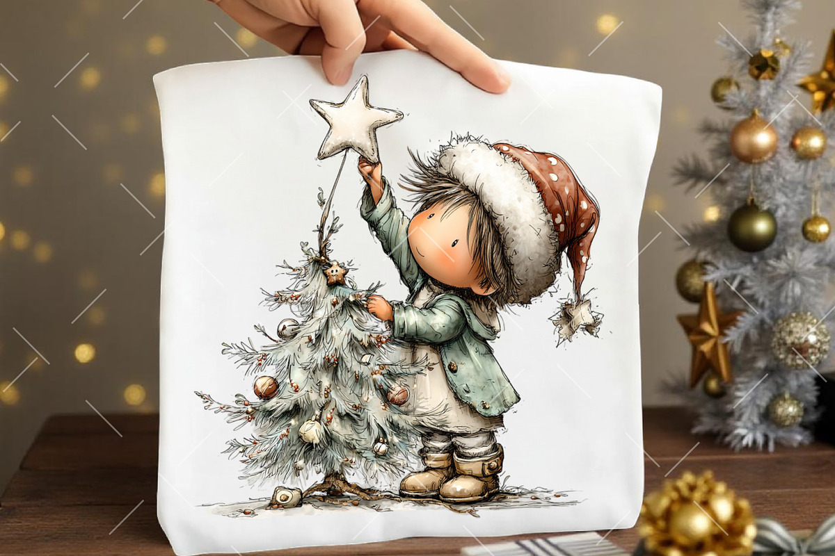Kids Decorate Christmas Tree Clipart, an Illustration by OK Design (Photo 6 of 6)