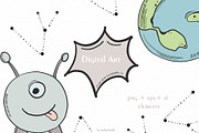 Spase & monsters clipart, an Illustration by SketchCliparts (Thumbnail 7 of 7)