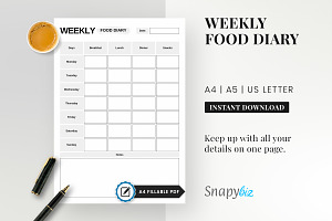 Weekly Food Journal, Food Diary