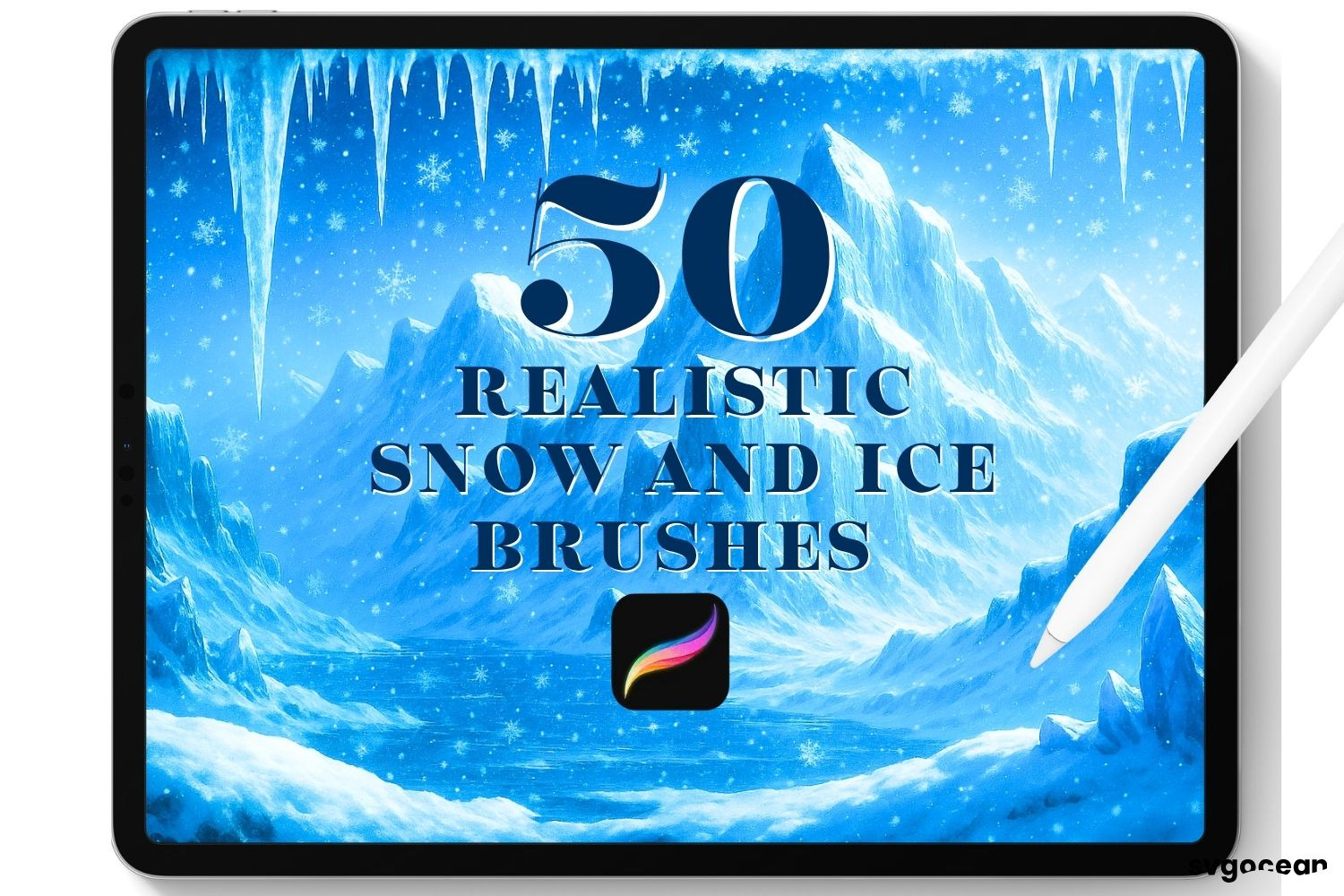 Snow and Ice Procreate Brushes, an Illustration by svgocean