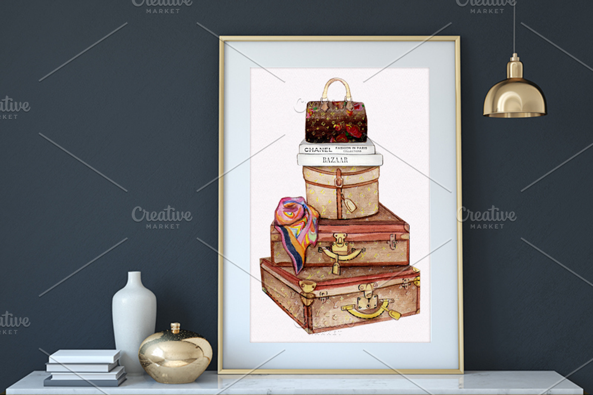 Printable Watercolor Monogram bags, an Illustration by Artseez (Photo 1 of 2)
